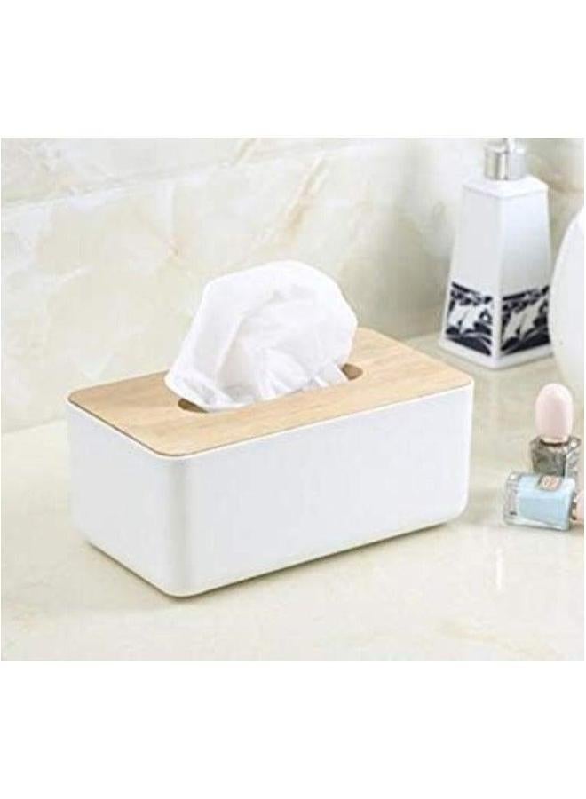 HOMESTAR Tissue Paper Box White/Wooden  - Image 1