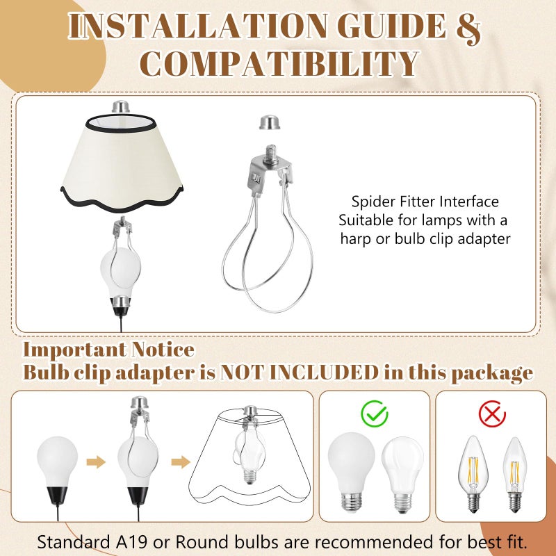 VIHOSE 9.4'' Bottom x 5.9'' High x 5.1'' Top Set of 2 Beige Lamp Shade with Petal Edge, Fabric Chandelier Scalloped Lampshade, for Floor Wall Lamps Table Bedroom Living Room(Light Green Edge) - Image 3