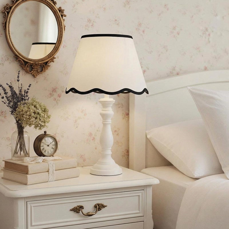 VIHOSE 9.4'' Bottom x 5.9'' High x 5.1'' Top Set of 2 Beige Lamp Shade with Petal Edge, Fabric Chandelier Scalloped Lampshade, for Floor Wall Lamps Table Bedroom Living Room(Light Green Edge) - Image 5