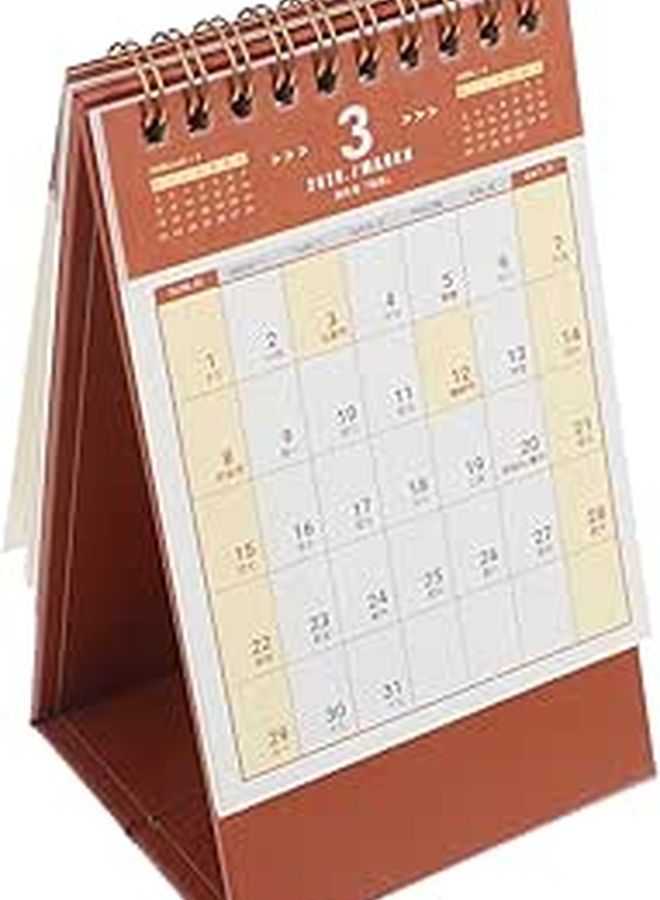 Standing Flip Desk Calendar Monthly Planner Twin Wire Binding Compact Ink Friendly - Image 1