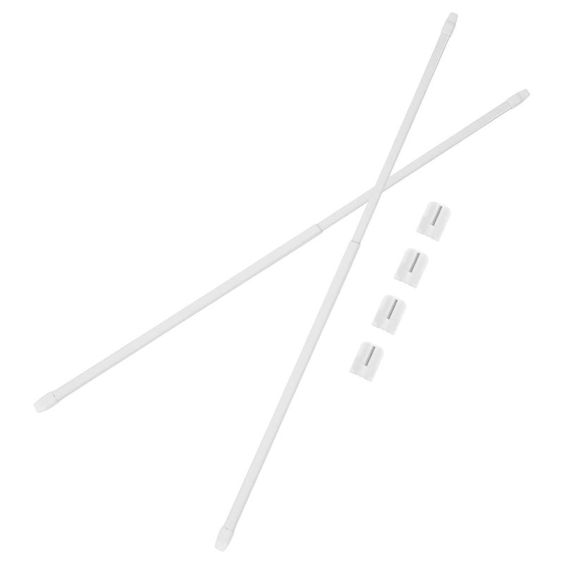 White Non Slip Extendable Shower Curtain Pole 30 50cm Telescoping Rod With 4 Hooks - Image 2