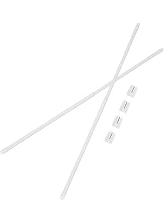 White Non Slip Extendable Shower Curtain Pole 30 50cm Telescoping Rod With 4 Hooks - Image 1