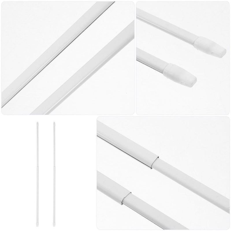 White Non Slip Extendable Shower Curtain Pole 30 50cm Telescoping Rod With 4 Hooks - Image 4