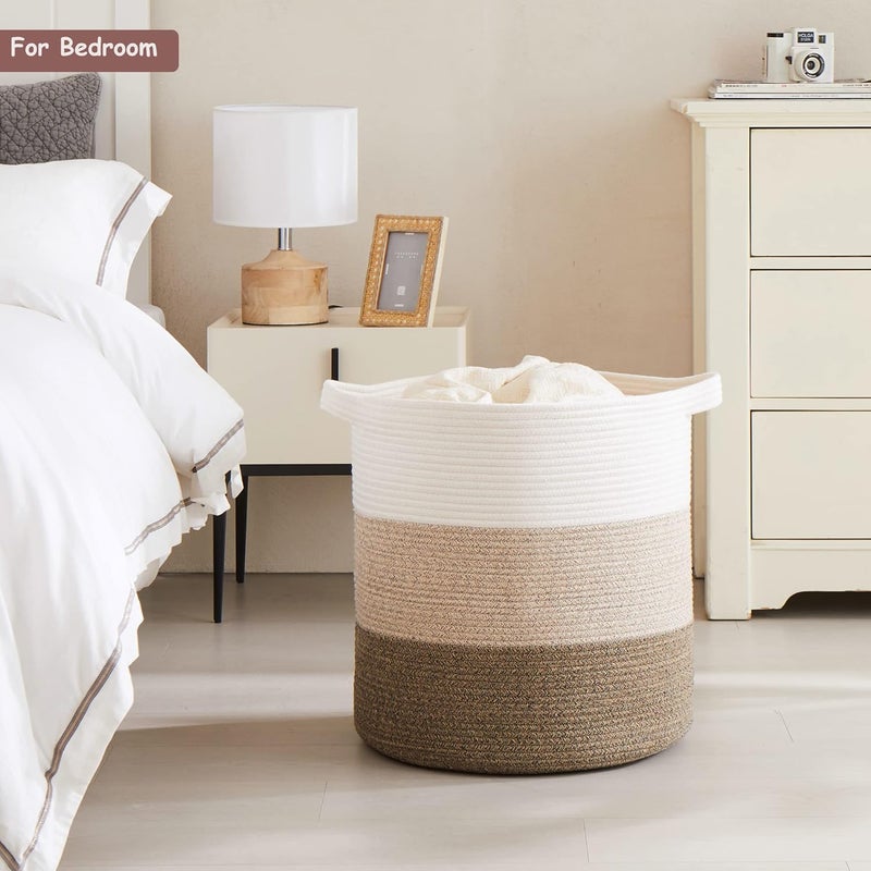 80L Laundry Baskets Hamper with Handles, Decorative Basket for Living room, Woven Storage Basket for Toys Bin, Pillows, Blankets, Clothes- Brown - Image 2
