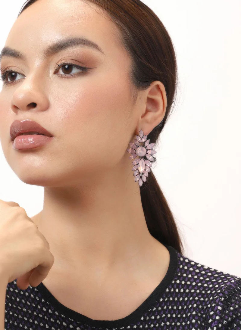 سوهي قرط متدلي من الحجر مصمم للحفلات مطلي بالذهب