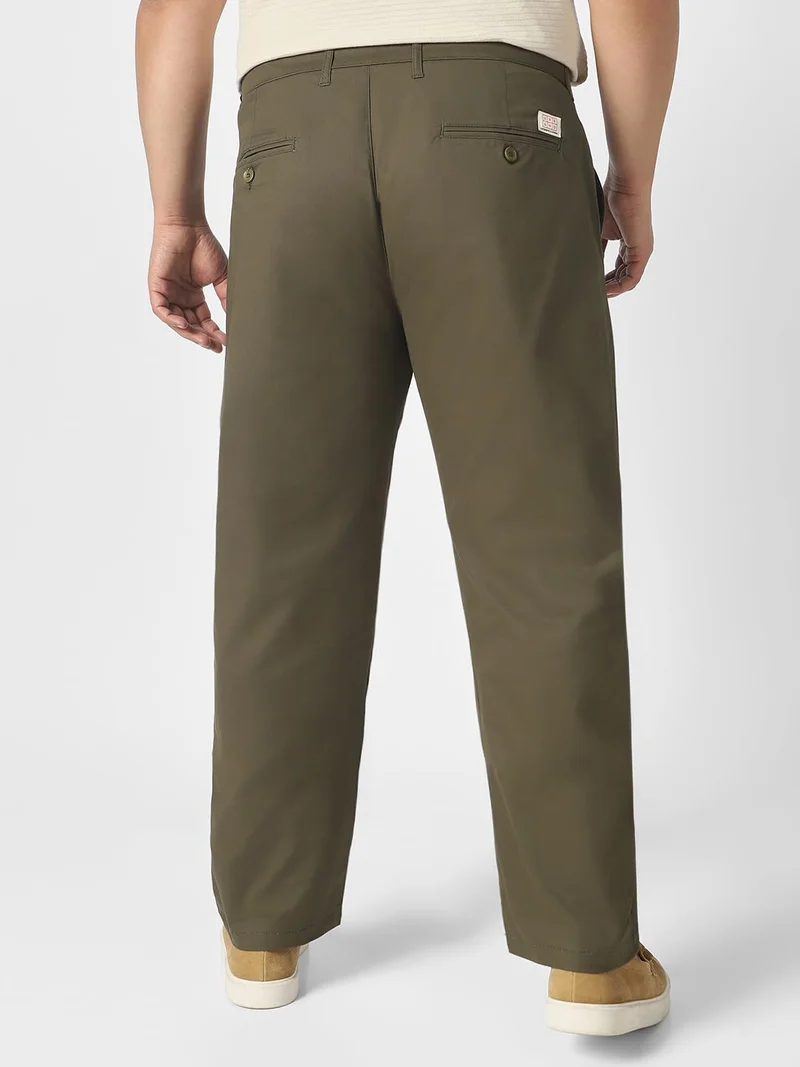 Urbano Fashion  Urbano Plus Men's Olive Green Cotton Regular Fit Casual Chinos Trousers Stretch for Men | Best Price UAE