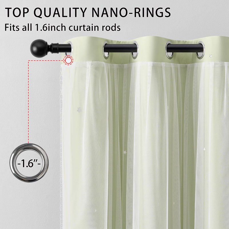 XiDi Green Curtains for Bedroom, Girls Room Blackout Curtains, Kids Room Darkening Curtains, Light Green Decor, 1 Panel Sage Green/34/63/1 - Image 2