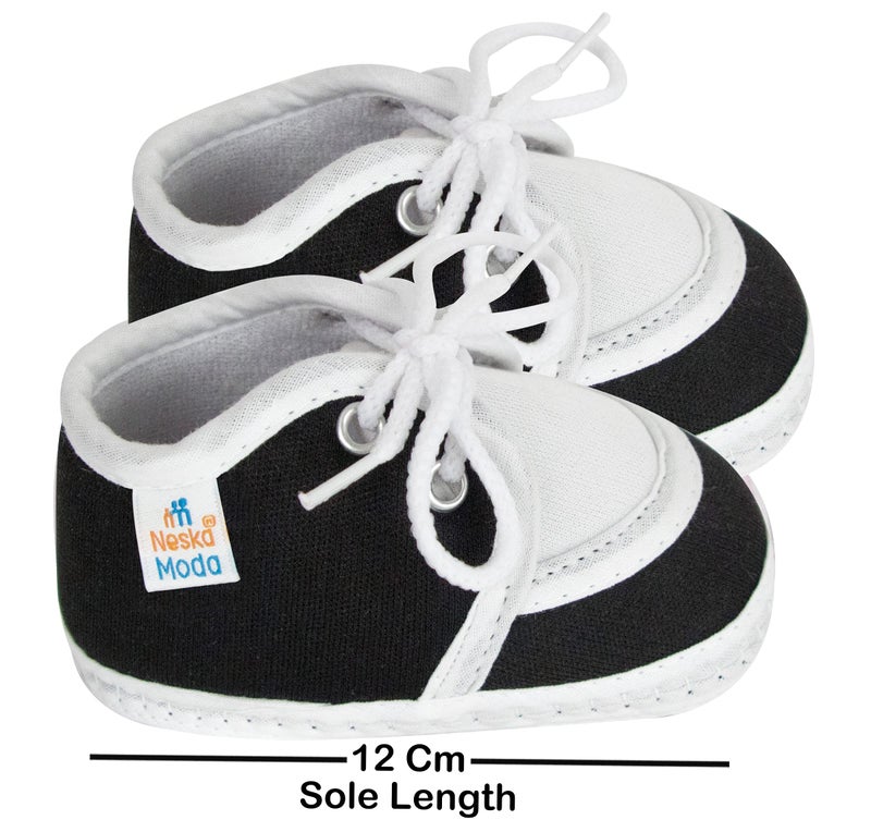 Neska Moda 6 To 12 Months Baby Boys & Girls Pack of 2 Pair Cotton Lace Shoes/Booties (Black,White)-SK145andBT2157 - Image 5