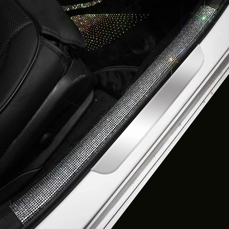 eing Rear Bumper Protector Guard DIY Universal Bling Crystal Rubber ScratchResistant Trunk Door Entry Guards Accessory Trim Cover for SUVCars2PackWidth7CM28Long60CM236White