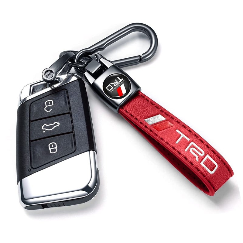 TACOMA Genuine Leather Car Keychain Fit for Toyota TRD Sequoia 4Runner Tundra 4Runner PRO, Key Chain Accessories for Men and Women Family Present RED - Image 2
