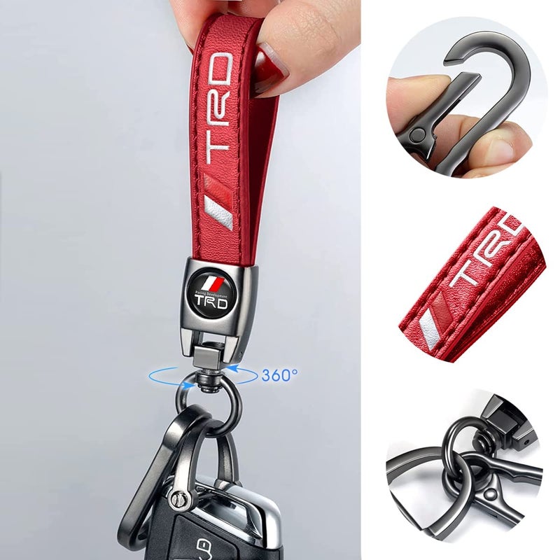 TACOMA Genuine Leather Car Keychain Fit for Toyota TRD Sequoia 4Runner Tundra 4Runner PRO, Key Chain Accessories for Men and Women Family Present RED - Image 3