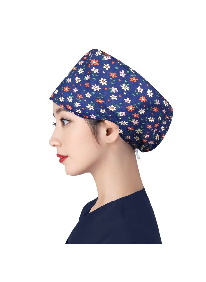 NIBEMINENT Women's Long Hair Nursing Cap Cotton Adjustable Medical Hospital Surgical Cap Unisex Anesthesiologist Nurse Working Scrub Caps