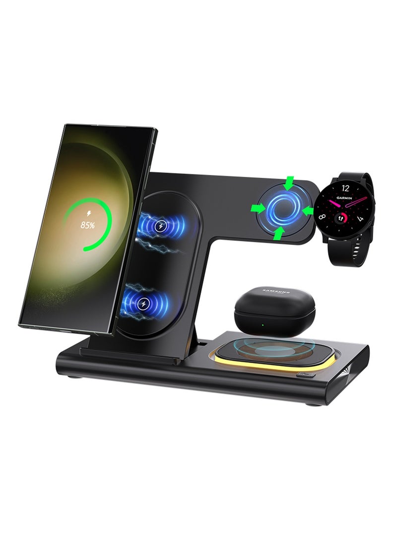 xunujrtu Foldable Wireless Charging Station With Magnetic And Night light,3 in 1 Wireless Charger for Galaxy phone,Galaxy watch,Galaxy buds pro - Image 1