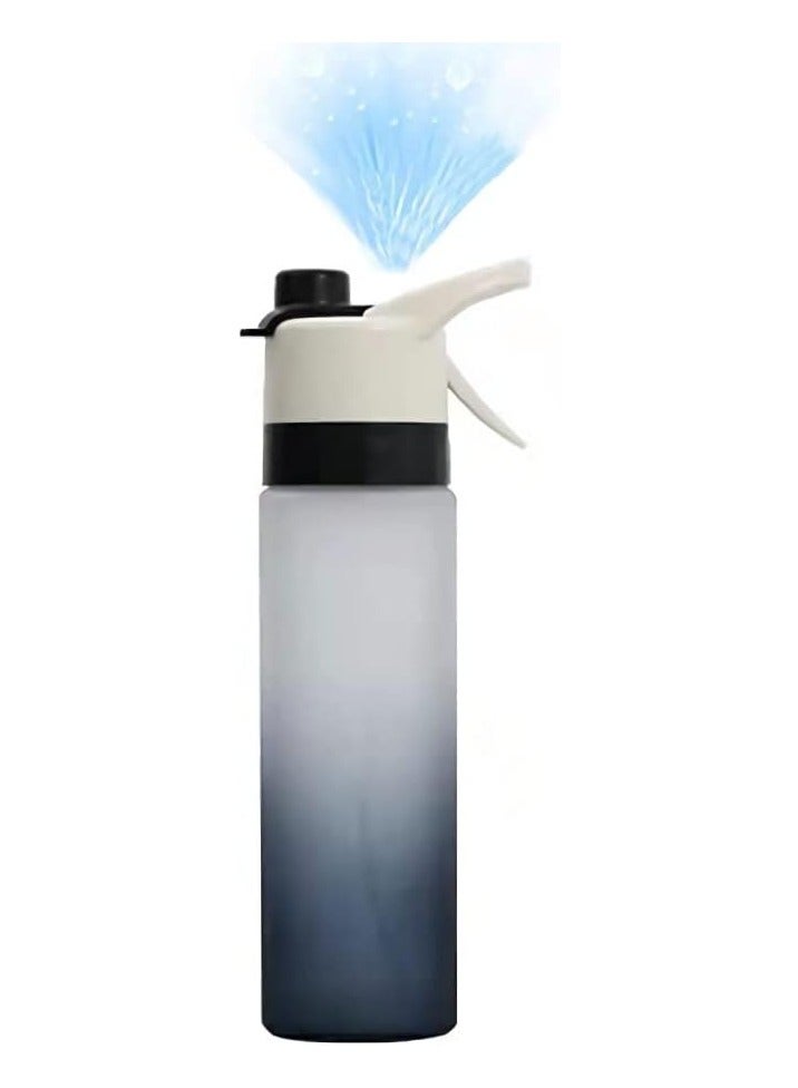 رشاش رذاذ زجاجة مياه، 650 مللي ماء رياضي زجاجة لياقة بدنية مياه صالحة لإعادة الاستخدام إبريق رشاش متعدد الوظائف كأس مياه مع رطوبة للجري، التسلق، صالة رياضية (أسود) - Image 1