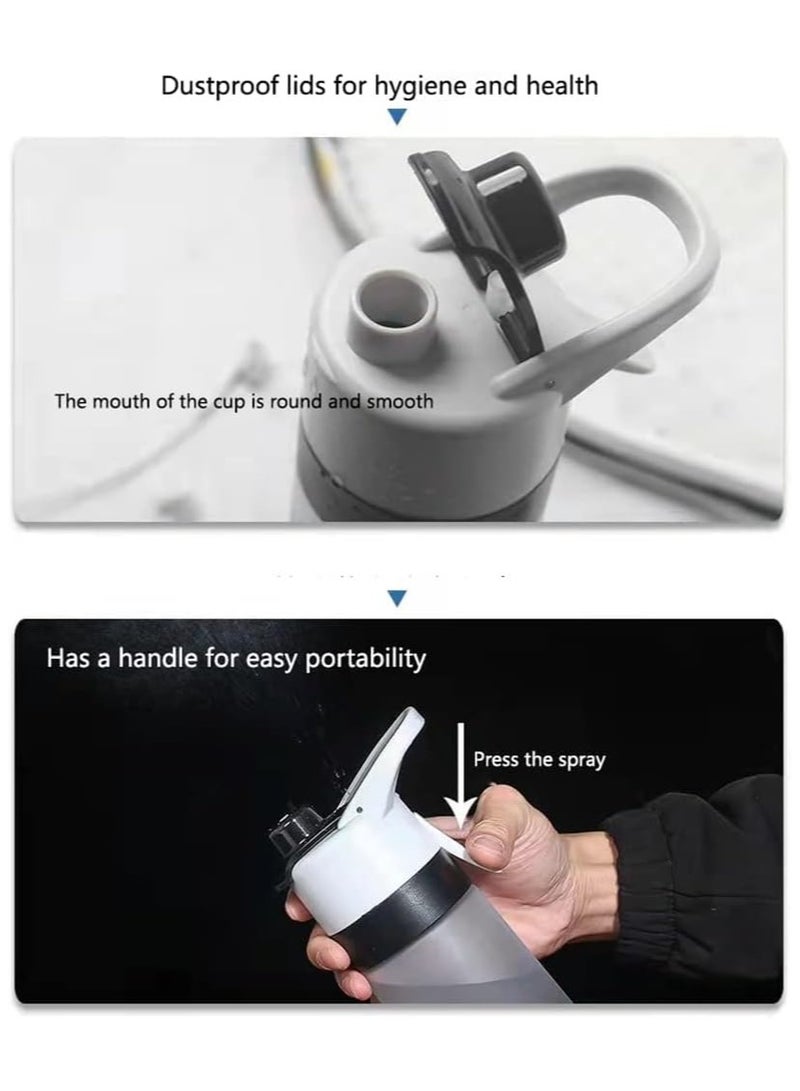 رشاش رذاذ زجاجة مياه، 650 مللي ماء رياضي زجاجة لياقة بدنية مياه صالحة لإعادة الاستخدام إبريق رشاش متعدد الوظائف كأس مياه مع رطوبة للجري، التسلق، صالة رياضية (أسود) - Image 3