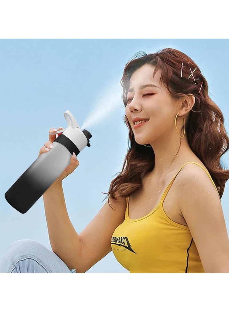رشاش رذاذ زجاجة مياه، 650 مللي ماء رياضي زجاجة لياقة بدنية مياه صالحة لإعادة الاستخدام إبريق رشاش متعدد الوظائف كأس مياه مع رطوبة للجري، التسلق، صالة رياضية (أسود) - Image 4