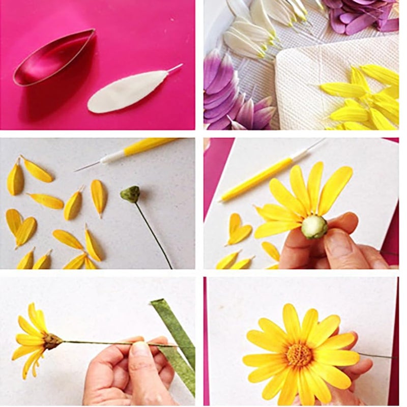 Mr Cookie MrCookie 24pcs Fondant Flower Petal Cutters set,Stainless Steel molds for cake decorating,Magnolia,dahlias,carnations,peonies,gardenias,parrot tulips. - Image 4