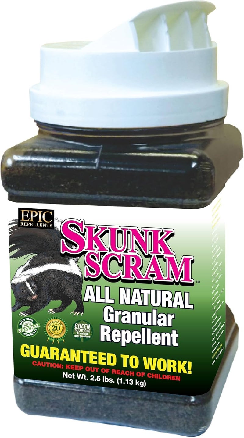 Epic Skunk Scram All Natural Granular Repellent - All-Natural, Animal, People and Pet Safe Granule from EPIC Repellents (2.5 lb Shaker) - Image 1
