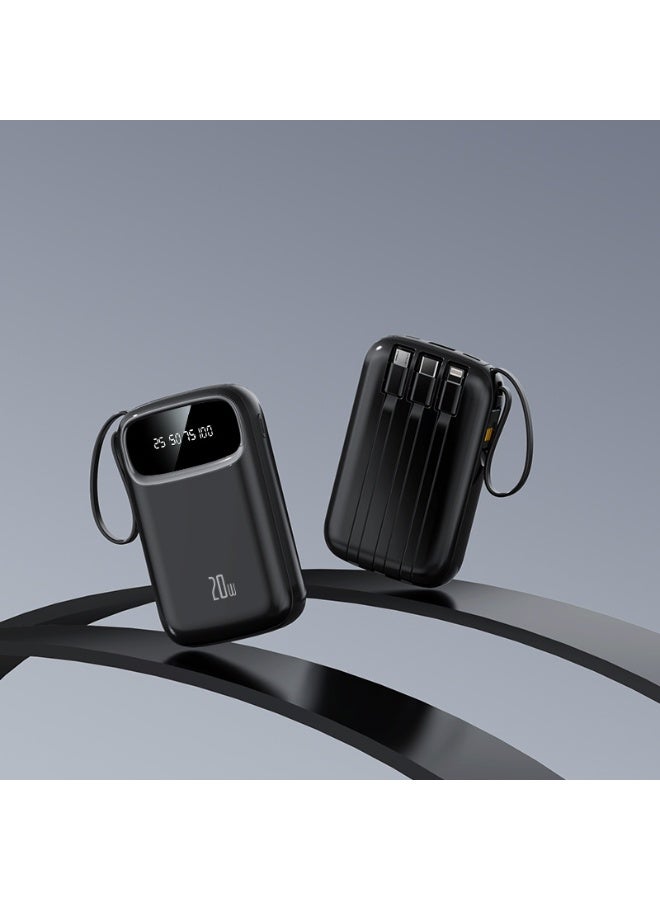 10,000mAh Super Fast Charging Power Bank with Built-in Cable - Mini Portable Charger - Image 1