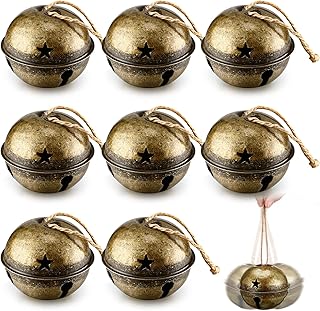Zhengmy Zhengmy 8 Pieces Christmas Bells Jumbo 3.15' Christmas Star Cutouts Bells Xmas Bells Large Bells for Craft Bells  - Image 1