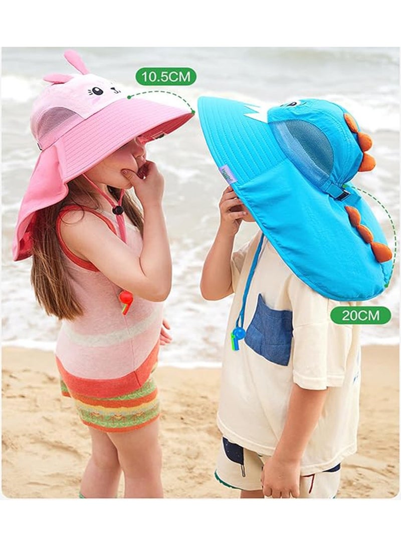 NNEWVANTE قبعة شمس للأطفال مع لسان للرقبة قبعة سباحة للبنات والأولاد قبعة شاطئ صيفية للأطفال مع حماية من الأشعة فوق البنفسجية 50+ العمر 3-8 وردي - Image 5