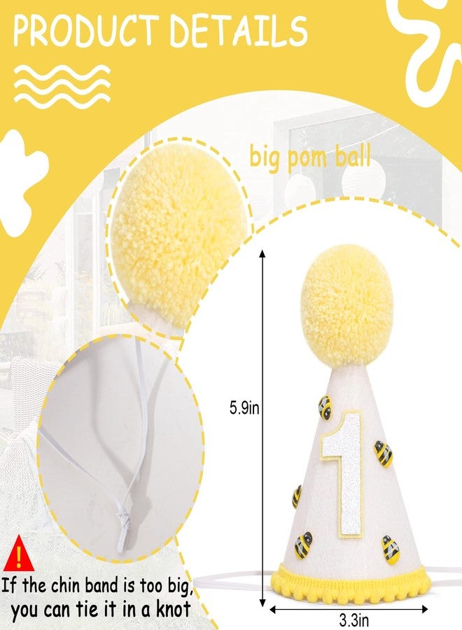 Agkvw Bee 1st Bithday Hat - Bee Theme First Birthday Decorations for Boys and Girls, Happy 1st Bee Day Birthday Crown - Image 2
