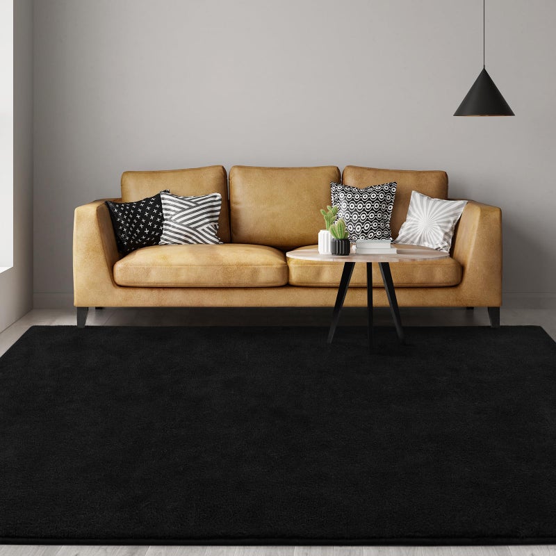 Gifeas Large Ultra Soft Modern Area Rugs for Living Room Bedroom, 4x6 Feet Black Thickened Memory Foam Indoor Solid Minimalist Carpets, Non-Slip Comfy Rug for Boys Girls Nursery Room Home Decor - Image 3