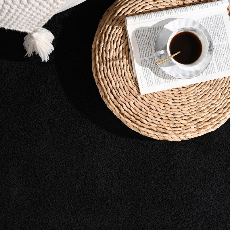 Gifeas Large Ultra Soft Modern Area Rugs for Living Room Bedroom, 4x6 Feet Black Thickened Memory Foam Indoor Solid Minimalist Carpets, Non-Slip Comfy Rug for Boys Girls Nursery Room Home Decor - Image 5