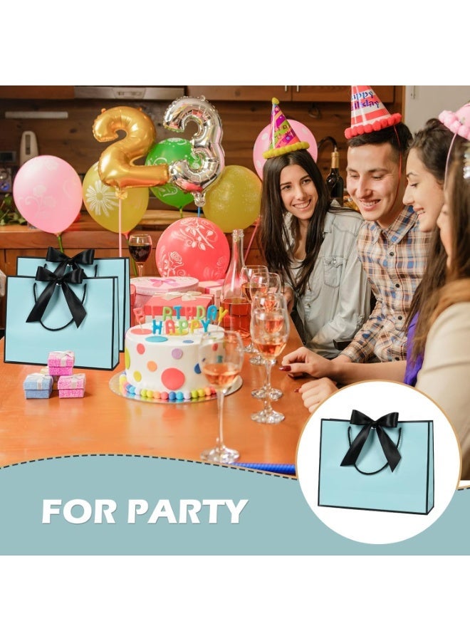 Neox 3 Pcs Blue Large Gift Bags, Paper Bags with Ribbon, Greeting Cards and Tissue Paper, Portable Party Bags with Handles, Birthday Gift Bags, Present Bags for Wedding Party, Party Supplies - Image 4