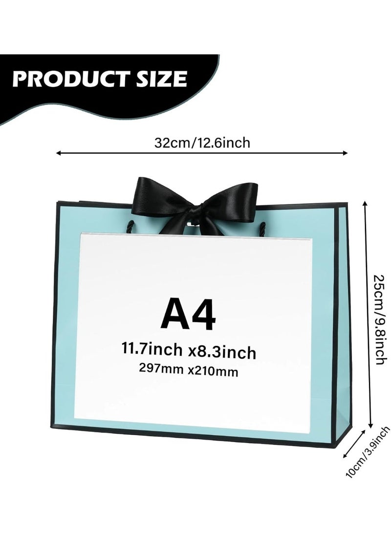 Neox 3 Pcs Blue Large Gift Bags, Paper Bags with Ribbon, Greeting Cards and Tissue Paper, Portable Party Bags with Handles, Birthday Gift Bags, Present Bags for Wedding Party, Party Supplies - Image 5