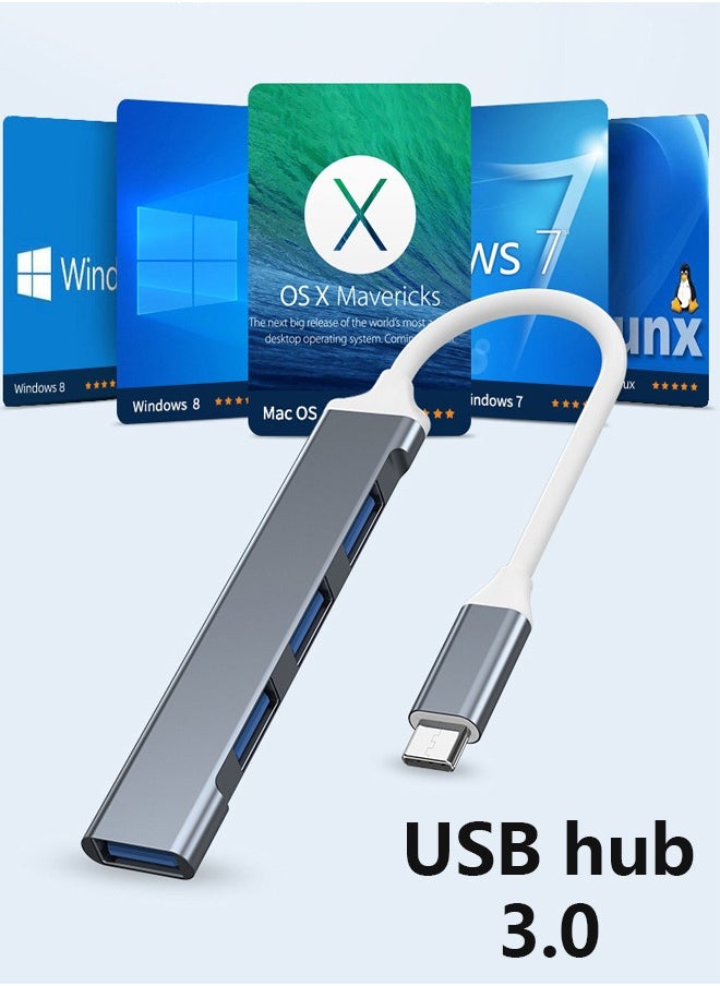 Generic USB C Hub, USB C 4-Port Ultra-Slim Type-C to USB（1*USB 3.0 & 3*USB 2.0）USB Splitter USB Adapter Multiport for iPhone, Notebook, Phone, Windows and More Type C Devices  - Image 1