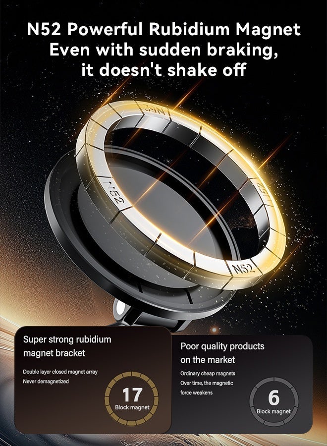 Yaqeen Magnetic Car Phone Holder, Magsafe Car Mount with 360°Rotatable 3-Axis Folding Strong Adsorption, Mobile Holder in Car With Vacuum Suction Cup And Magnetic Ring, for Car/Desk/Mirror And Other Surface - Image 4