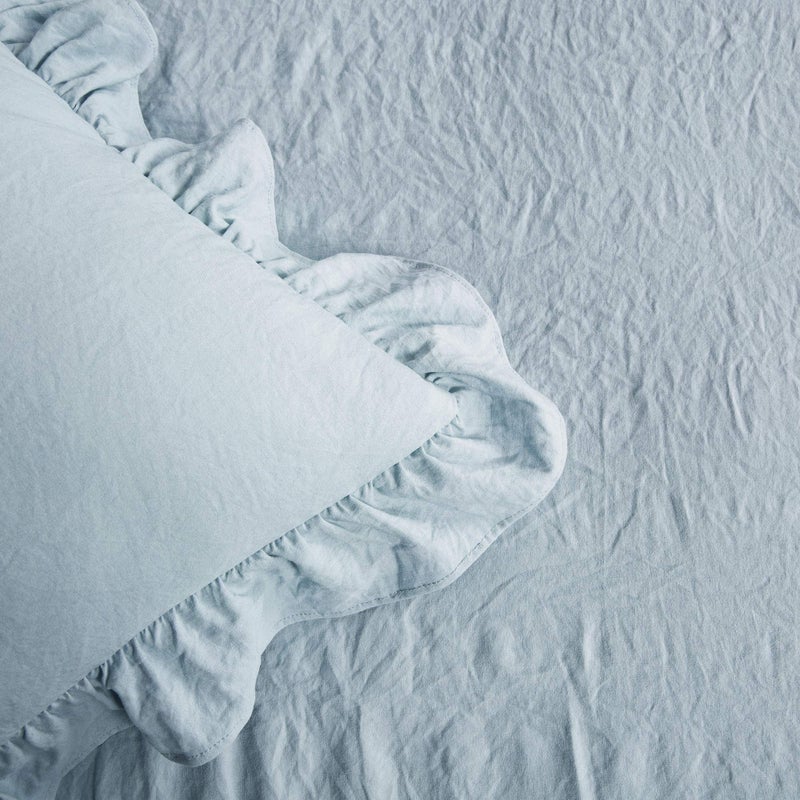 Lush Decor Lush Decor Ruffle Skirt Bedspread Set - 3 Piece Luxurious Farmhouse Bedding Set - Elegant, Charming Ruffle Detail - Timeless Style & Classic Design - Soft and Lightweight - Queen, Lake Blue  - Image 3