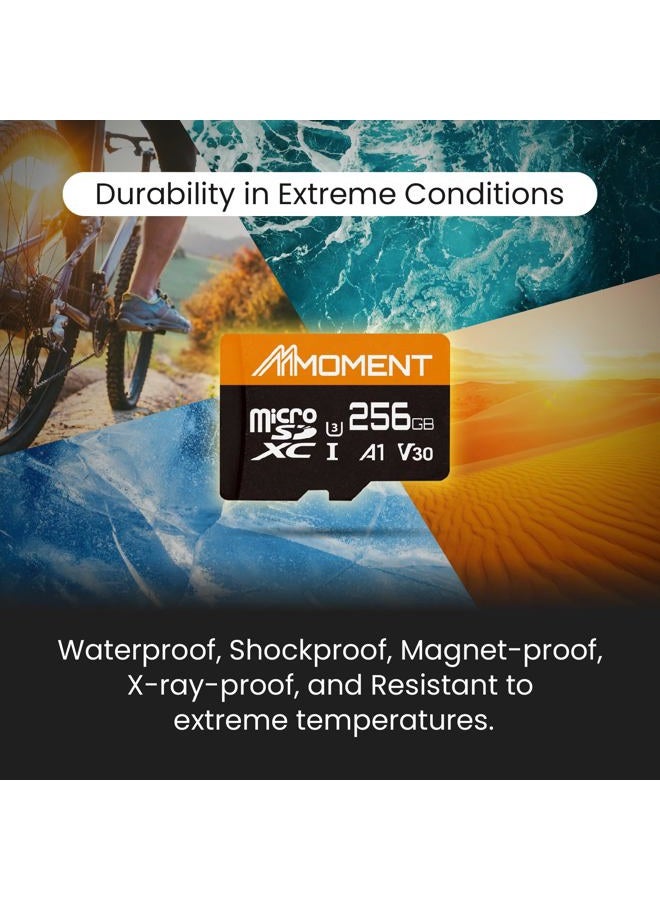 MMOMENT 256GB Micro SDXC Card, A1, UHS-I, U3, V30, Class 10 Compatible, Read Speed Up to 95 MB/s, Write Speed Up to 65 MB/s, SD Adapter Included - Image 5