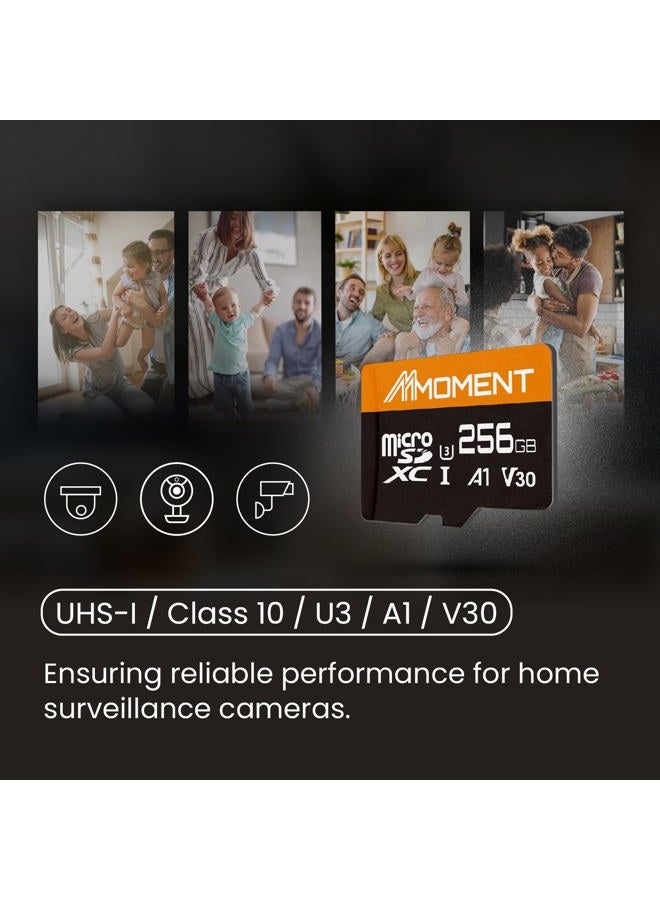 MMOMENT 256GB Micro SDXC Card, A1, UHS-I, U3, V30, Class 10 Compatible, Read Speed Up to 95 MB/s, Write Speed Up to 65 MB/s, SD Adapter Included - Image 2