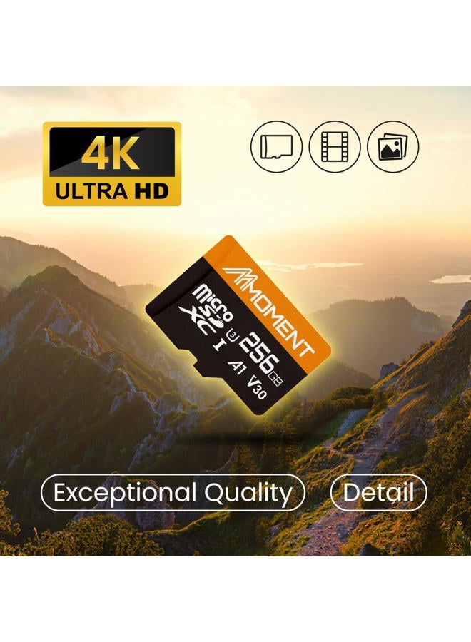 MMOMENT 256GB Micro SDXC Card, A1, UHS-I, U3, V30, Class 10 Compatible, Read Speed Up to 95 MB/s, Write Speed Up to 65 MB/s, SD Adapter Included - Image 4