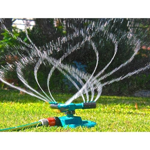 Qshare Water Sprinkler Garden Pipe - Automatic 360� Garden Sprinkler Large Area Coverage Multipurpose Yard Sprinklers for Plant Irrigation and Kids Playing, Irrigation System Watering Plants - Image 2