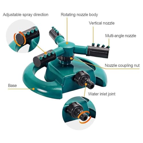 Qshare Water Sprinkler Garden Pipe - Automatic 360� Garden Sprinkler Large Area Coverage Multipurpose Yard Sprinklers for Plant Irrigation and Kids Playing, Irrigation System Watering Plants - Image 3