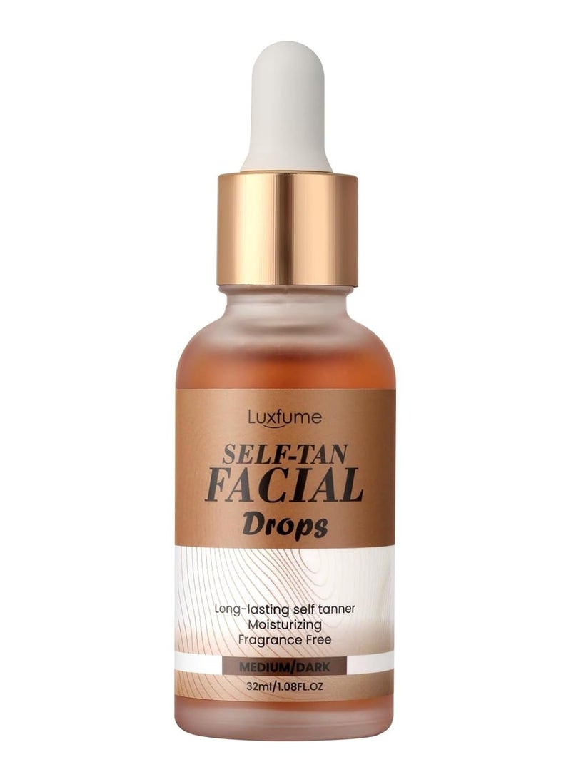 Luxfume Face Tanning Drops Gradual Tan,Anti-Aging,Glow Drops for Face Self Tanning Provides an Even,Customizable Glow,1.08 Fl Oz  - Image 1