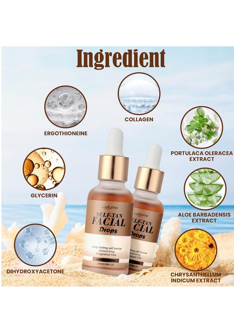 Luxfume Face Tanning Drops Gradual Tan,Anti-Aging,Glow Drops for Face Self Tanning Provides an Even,Customizable Glow,1.08 Fl Oz  - Image 4
