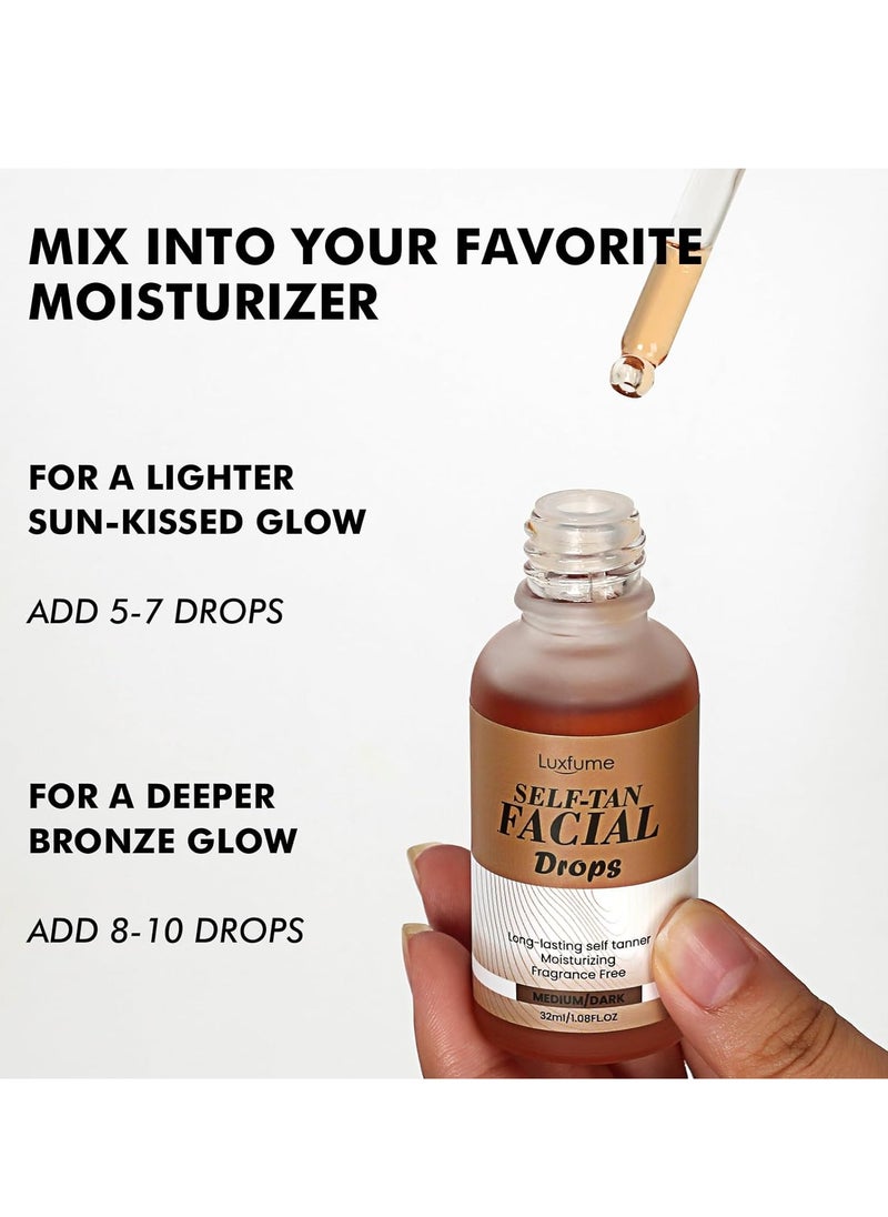 Luxfume Face Tanning Drops Gradual Tan,Anti-Aging,Glow Drops for Face Self Tanning Provides an Even,Customizable Glow,1.08 Fl Oz  - Image 5
