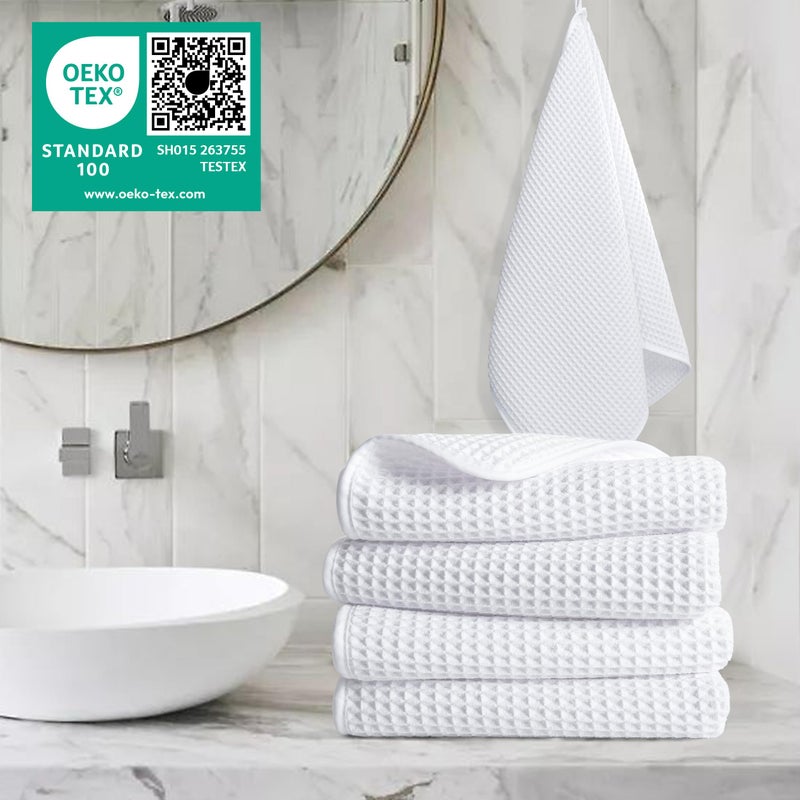 POLYTE 430 GSM Microfiber Lint Free Hand Towel, 16 x 30 in, 4 Pack (Waffle Weave) - Image 2