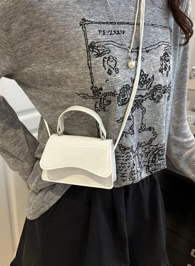 Take Two White Mini Shoulder Bag with Button Closure