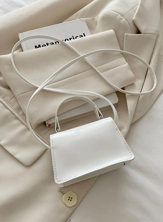 Take Two White Mini Shoulder Bag with Button Closure