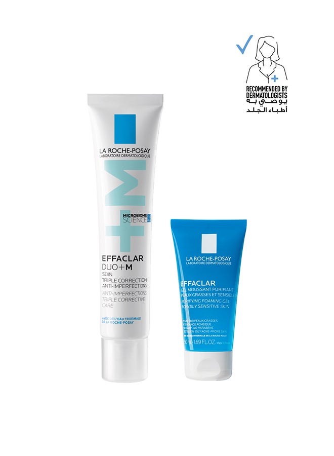 La Roche-Posay Effaclar Duo+M Acne Treatment Cream 40ml & La Roche-Posay Effaclar Acne Purifying Foaming Gel 50ml - Image 1