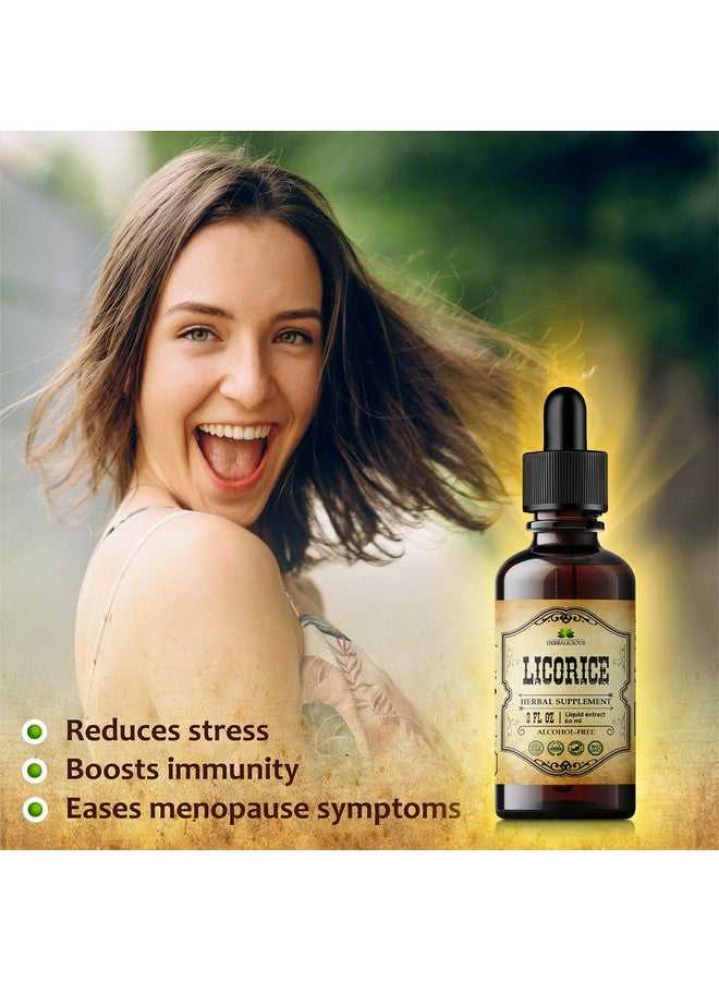 HERBALICIOUS مستخلص جذور العرقسوس غليسيرريزا غلابرا مكمل عشبي عضوي لتحسين الهضم واستعادة صحة الجهاز التنفسي ودعم المناعة والتعب نباتي خالي من الغلوتين صبغة سائلة (2 أونصة سائلة)  - Image 5