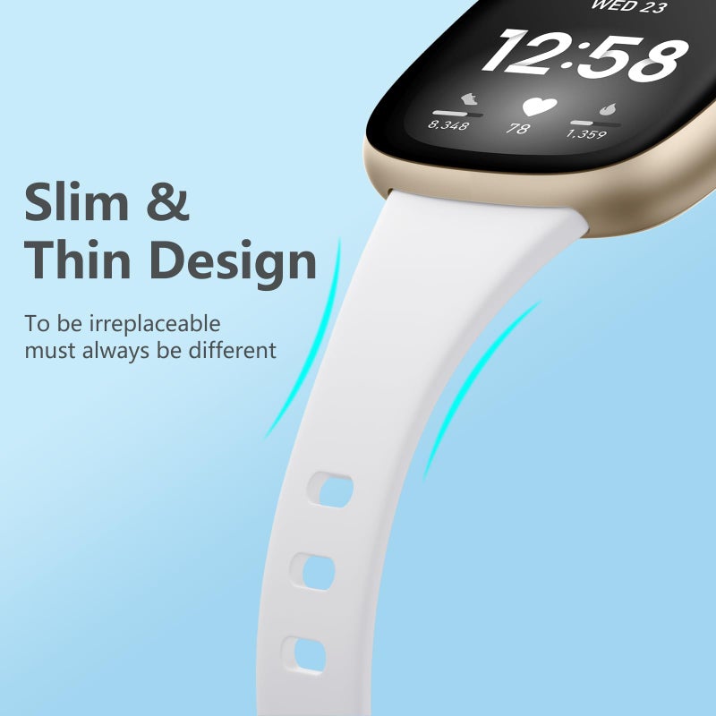 Getino Compatible with Fitbit Versa 3/ Versa 4 Bands/Sense/Sense 2 Bands Women Men, Durable Thin Sport Slim Band Accessories, Small Black/Gray/Pink/White - Image 3