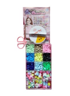 Generic Beads for making jewelry for girls and children, various colors of beads, 8 mm, Heishi, with a set of charms and elastic threads for making jewelry, bracelets and chains  - Image 2