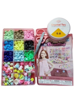 Generic Beads for making jewelry for girls and children, various colors of beads, 8 mm, Heishi, with a set of charms and elastic threads for making jewelry, bracelets and chains  - Image 3