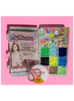 Generic Beads for making jewelry for girls and children, various colors of beads, 8 mm, Heishi, with a set of charms and elastic threads for making jewelry, bracelets and chains  - Image 4